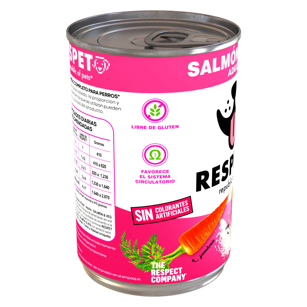 RESPET Lata alimento húmedo para perro Adulto sabor Salmón y Vegetales - 410 g