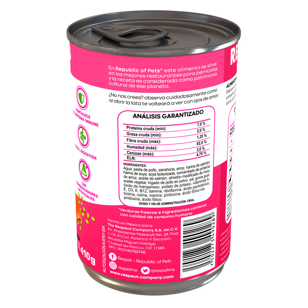 RESPET Lata alimento húmedo para perro Adulto sabor Salmón y Vegetales - 410 g
