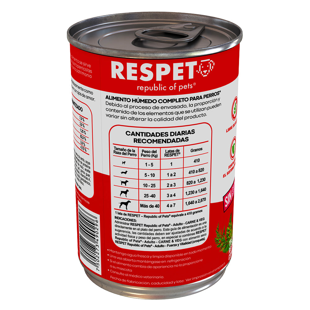 RESPET Lata alimento húmedo para perro Adulto sabor Carne y Vegetales - 410 g