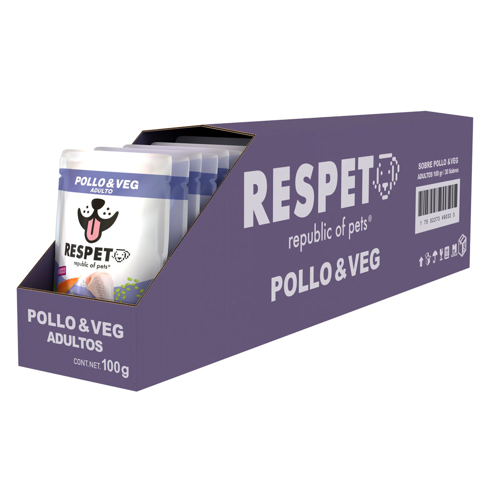 RESPET Sobre alimento húmedo para perro Adulto sabor Pollo y Vegetales - 100 g