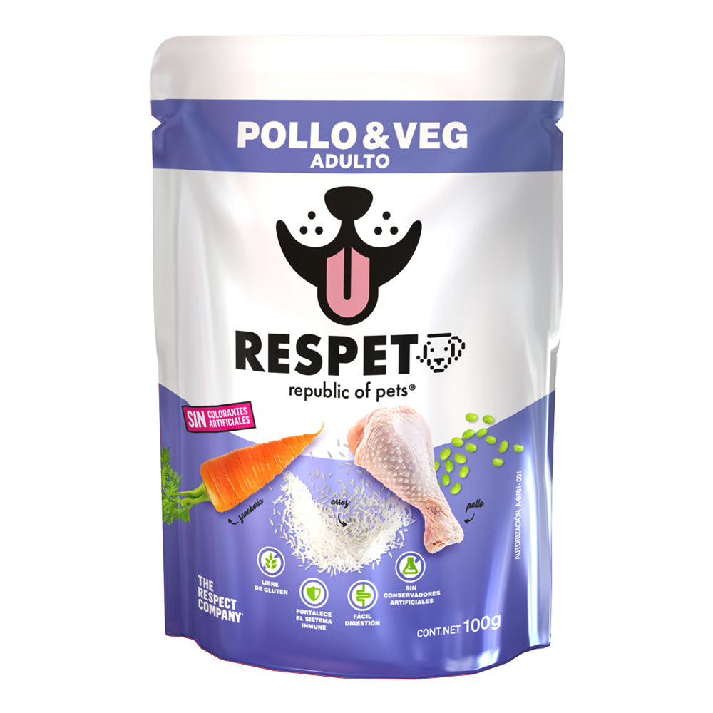 RESPET Sobre alimento húmedo para perro Adulto sabor Pollo y Vegetales - 100 g