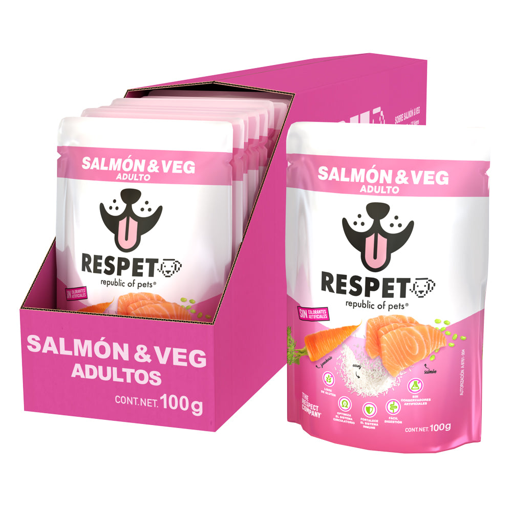 RESPET Sobre alimento húmedo para perro Adulto sabor Salmón y Vegetales - 100 g