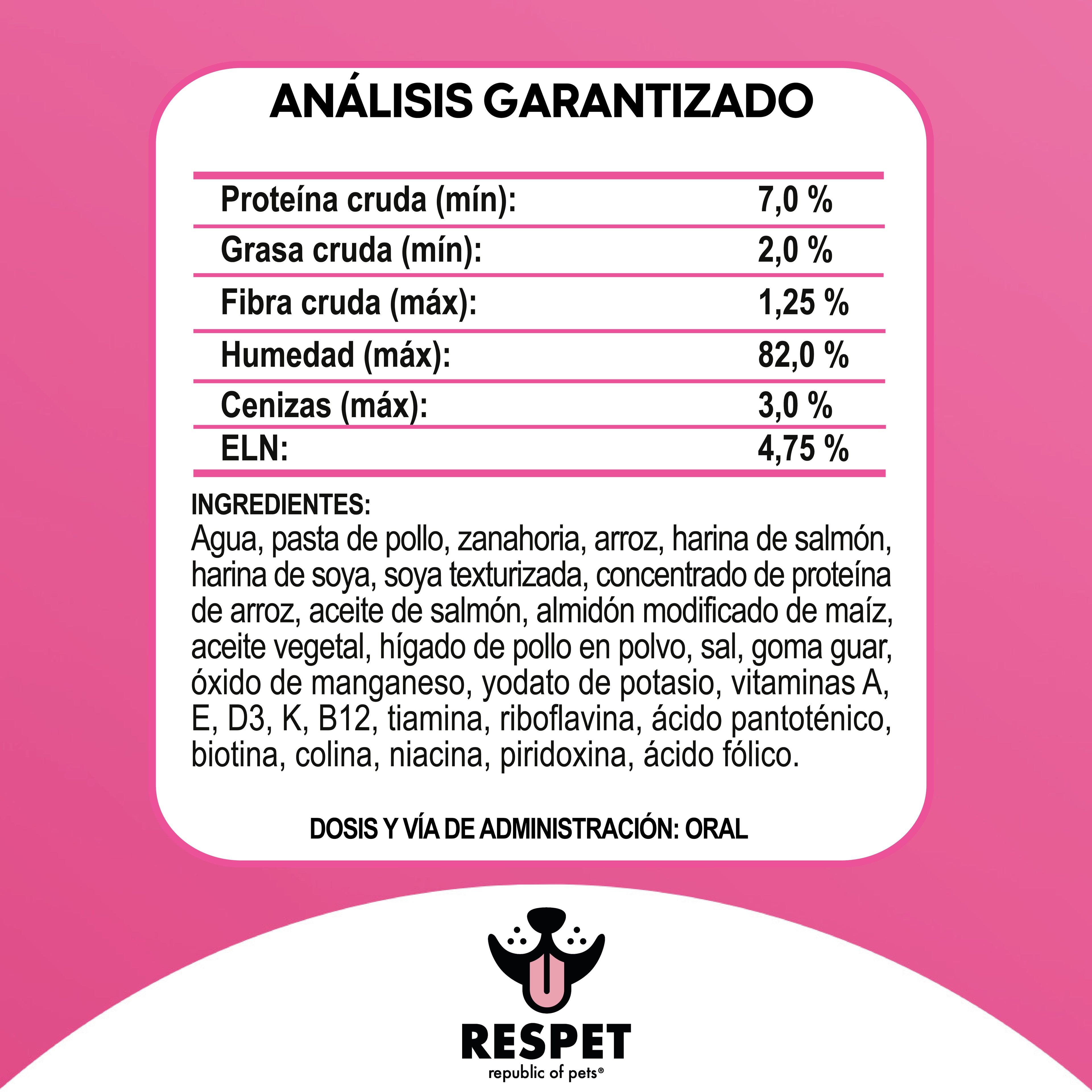 RESPET Sobre alimento húmedo para perro Adulto sabor Salmón y Vegetales - 100 g
