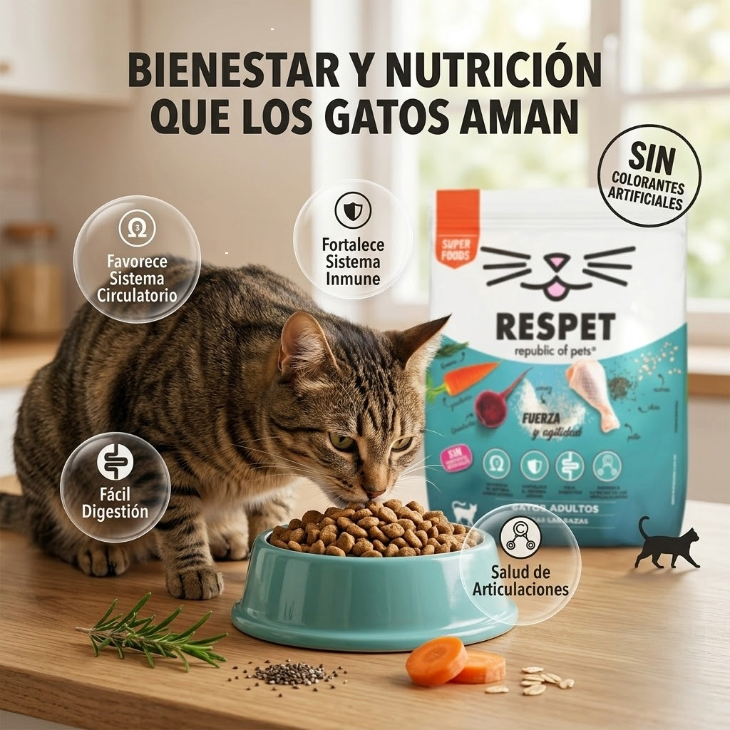 RESPET Alimento Seco para Gato Adulto Croquetas Pollo y Pavo 2 kg Sin Gluten