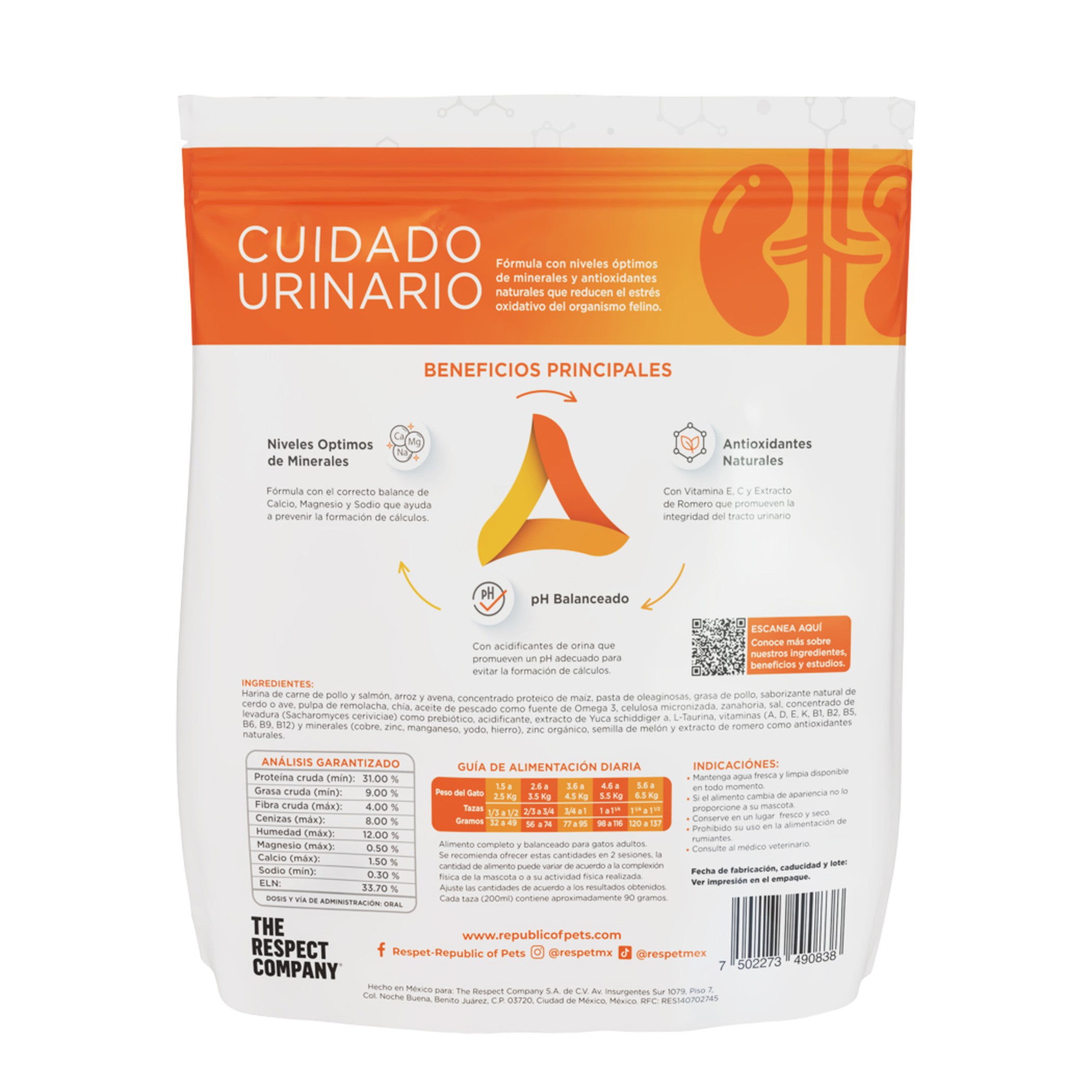RESPET Alimento Dietas Especializadas para Cuidado Urinario de Gato Croquetas Todas las Razas Salmón y Pollo pH Balanceado y Prevención de Cálculos. Bolsa de 1.8 kg