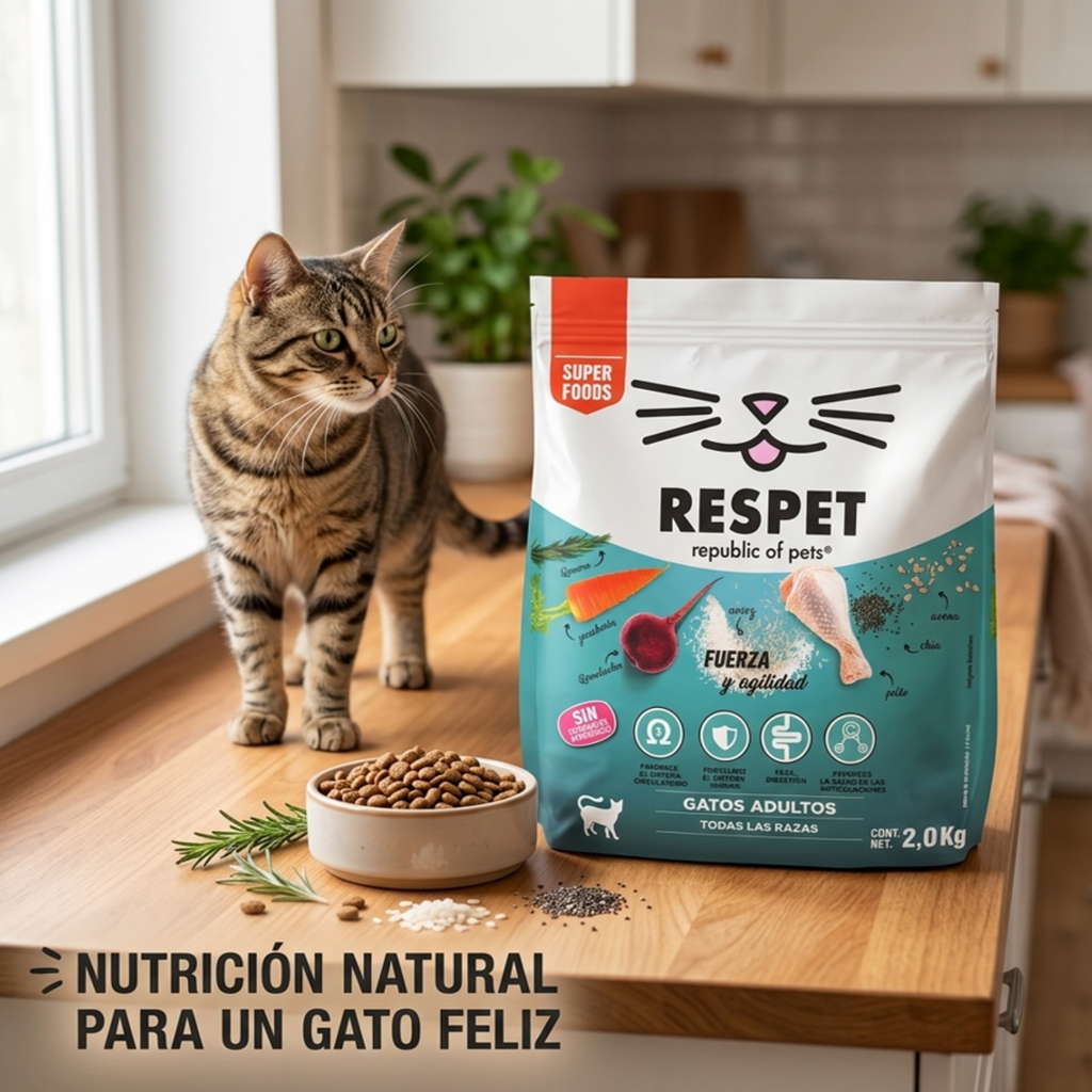 RESPET Alimento Seco para Gato Adulto Croquetas Pollo y Pavo 2 kg Sin Gluten