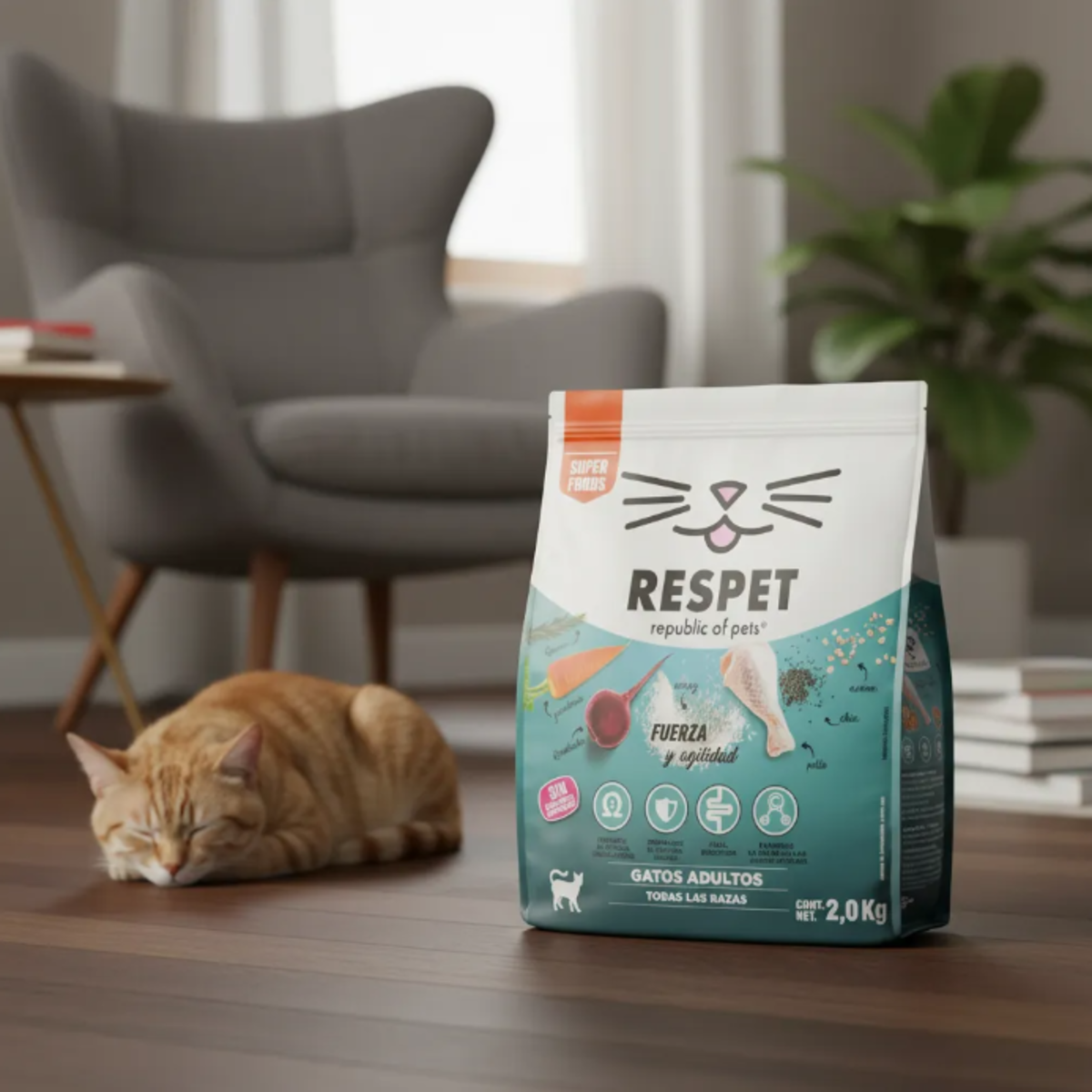 RESPET Alimento Seco para Gato Adulto Croquetas Pollo y Pavo 2 kg Sin Gluten