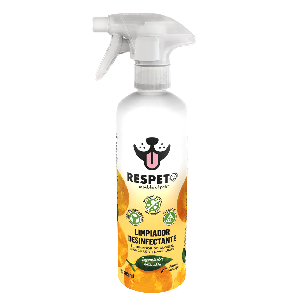 RESPET Limpiador Desinfectante Eliminador de Olores, Manchas y Travesuras Para perros - 495 ml
