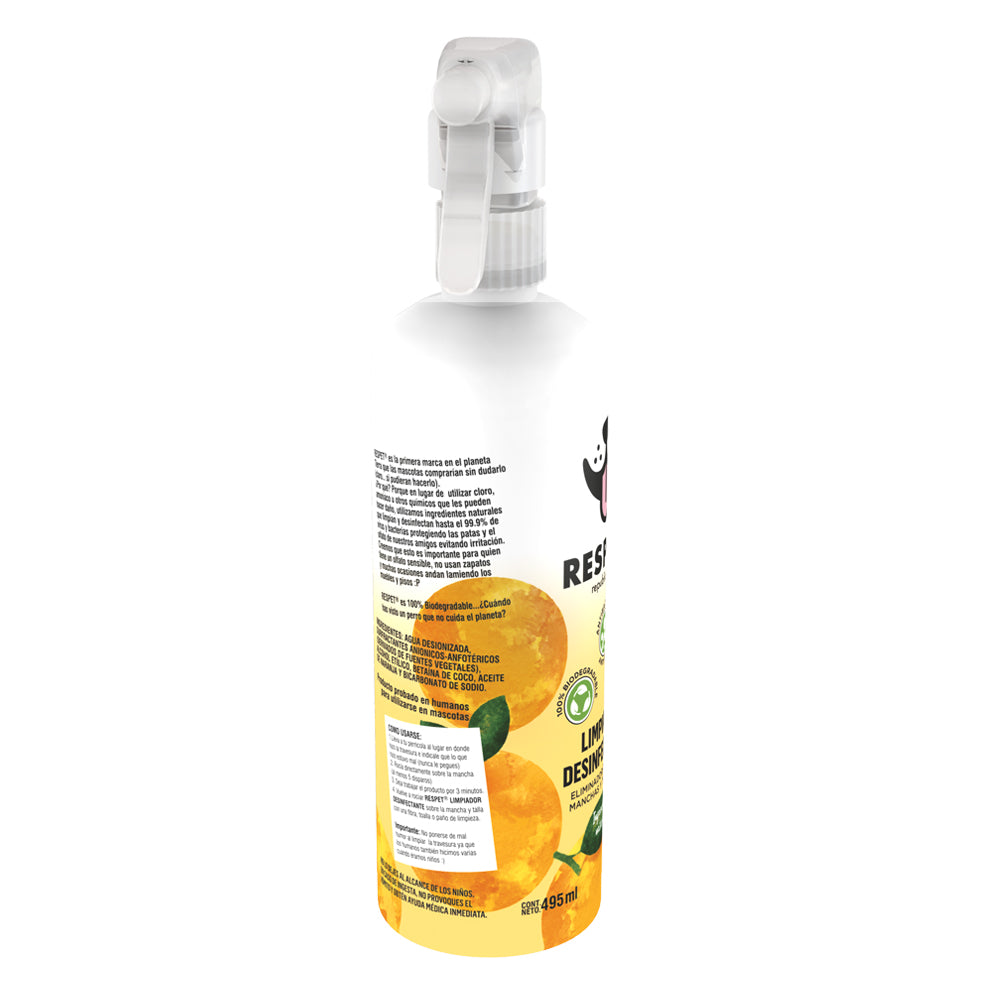 RESPET Limpiador Desinfectante Eliminador de Olores, Manchas y Travesuras Para perros - 495 ml