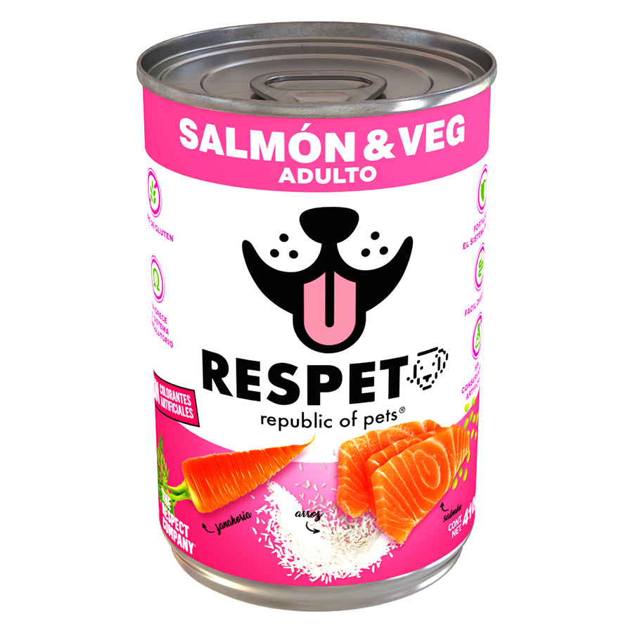 RESPET Lata alimento húmedo para perro Adulto sabor Salmón y Vegetales - 410 g