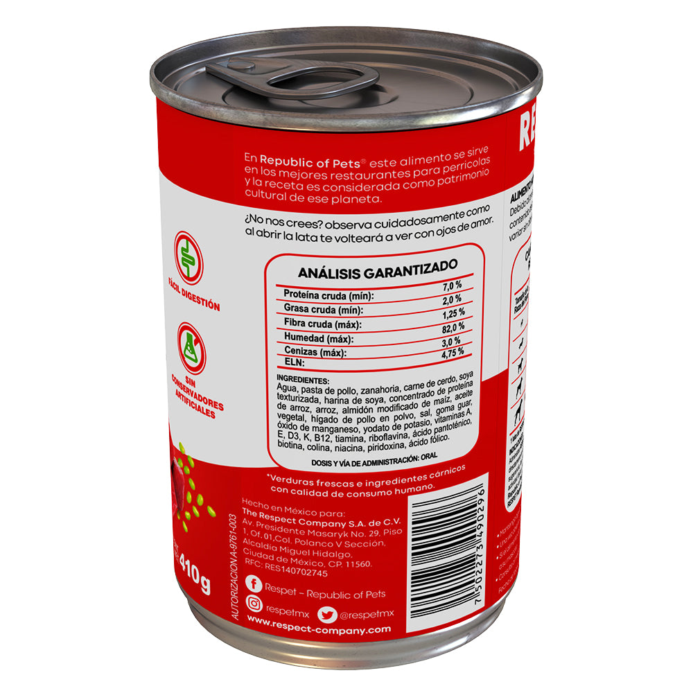RESPET Lata alimento húmedo para perro Adulto sabor Carne y Vegetales - 410 g