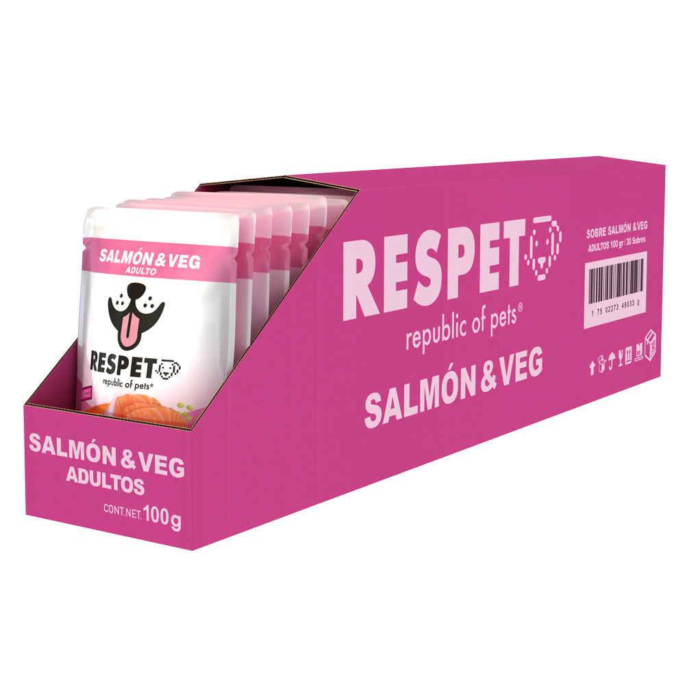 RESPET Sobre alimento húmedo para perro Adulto sabor Salmón y Vegetales - 100 g