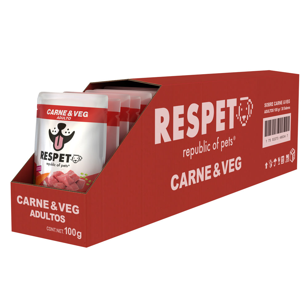 RESPET Sobre alimento húmedo para perro Adulto sabor Carne y Vegetales - 100 g