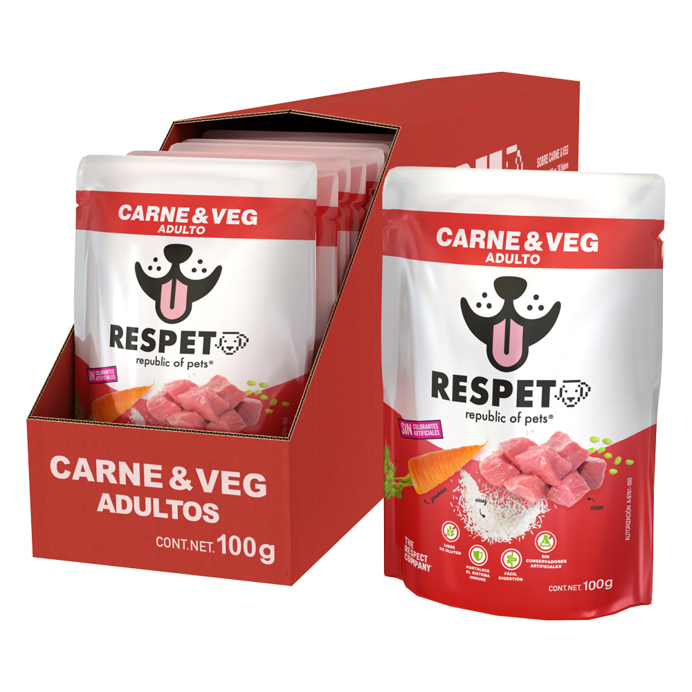RESPET Sobre alimento húmedo para perro Adulto sabor Carne y Vegetales - 100 g