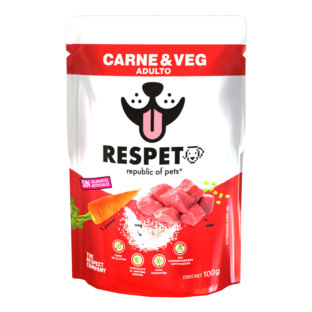 RESPET Sobre alimento húmedo para perro Adulto sabor Carne y Vegetales - 100 g