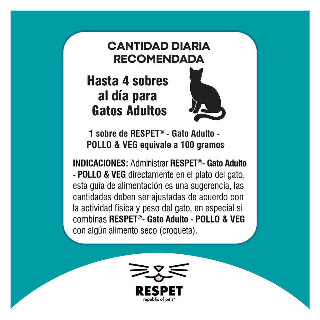 RESPET Alimento Húmedo para Gatos Pollo y Vegetales Sin Gluten Sobres 100 g