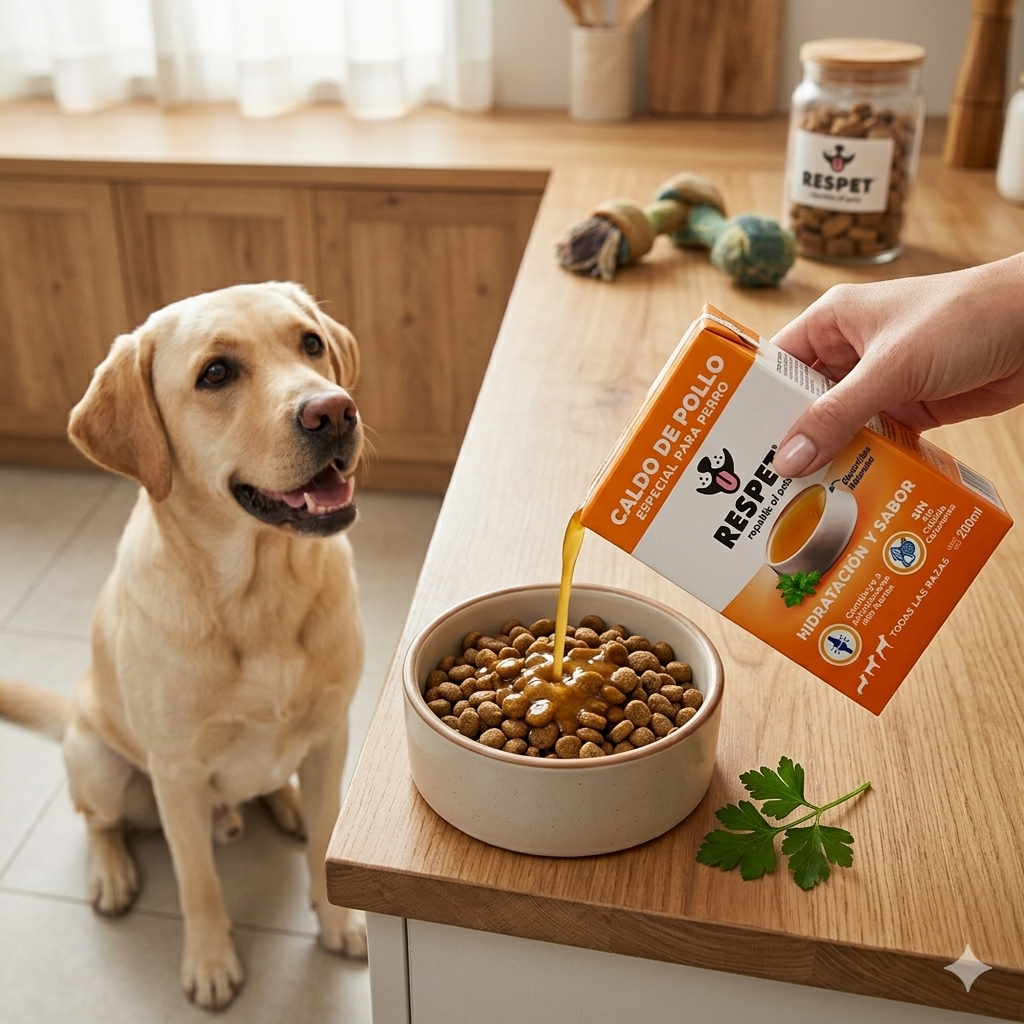 RESPET Caldo de Pollo Sin Ajo Sin Cebolla Hidratante Para Perro 200ml