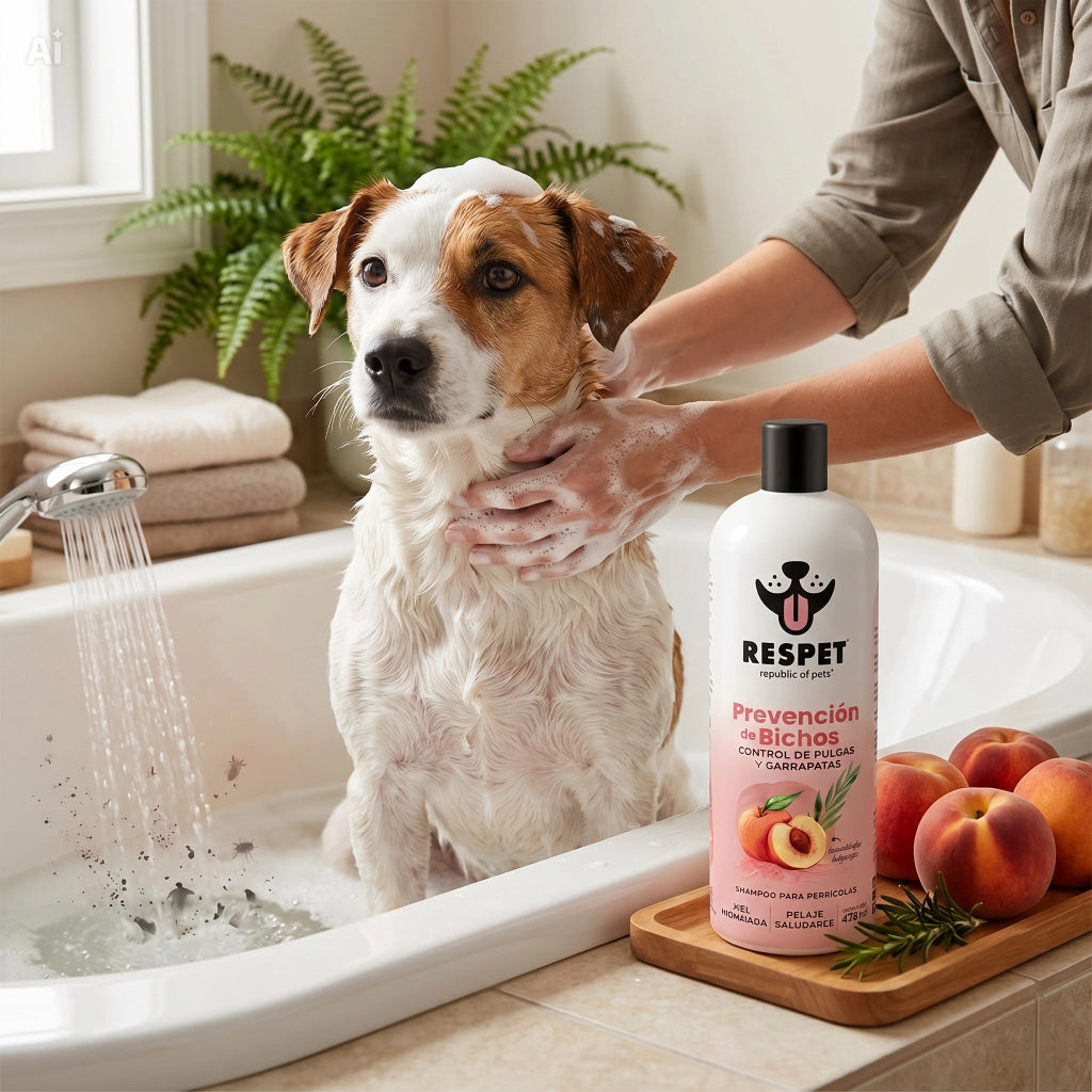 RESPET Shampoo para Perro Prevención de Bichos No Parabenos Ni Sulfatos 475ml