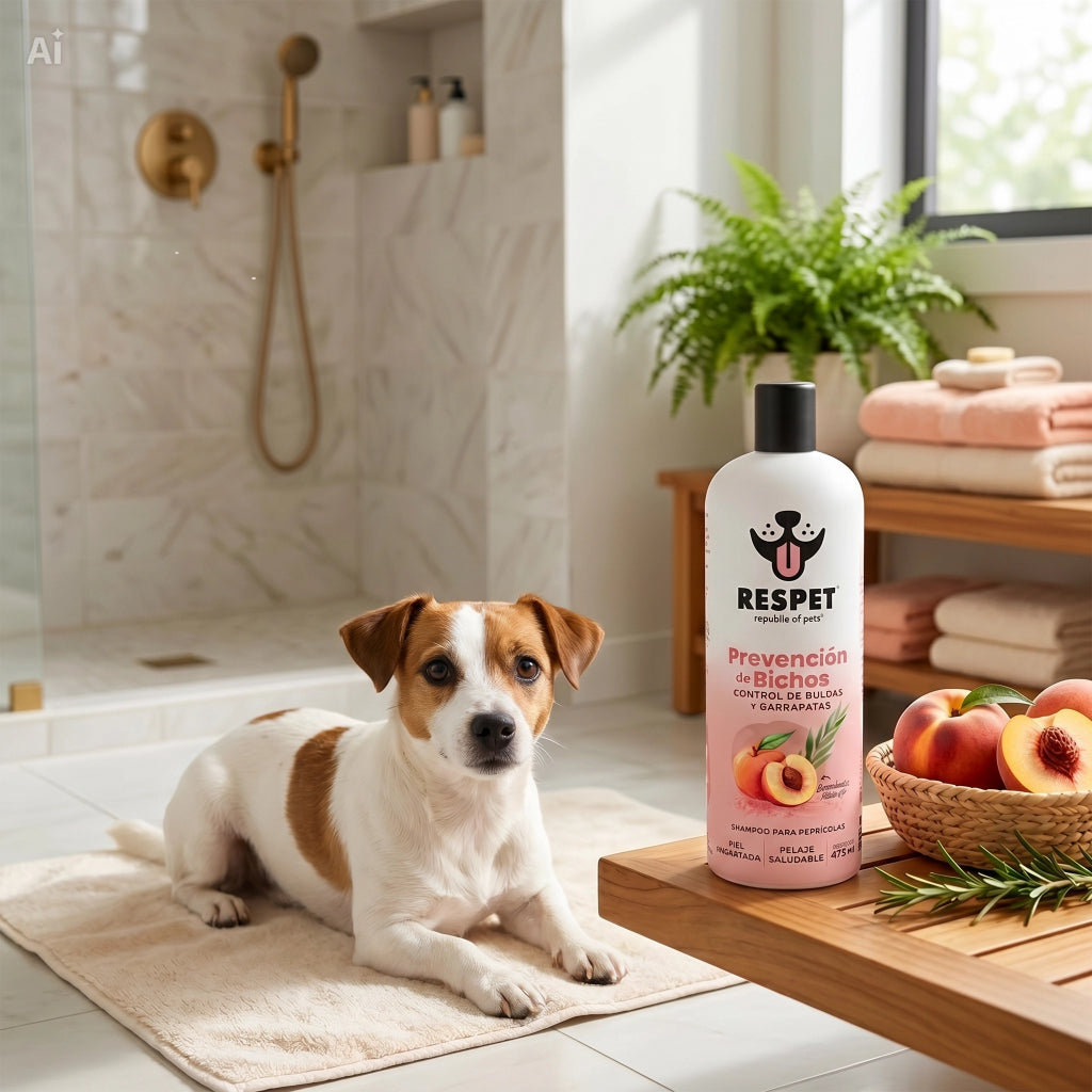 RESPET Shampoo para Perro Prevención de Bichos No Parabenos Ni Sulfatos 475ml