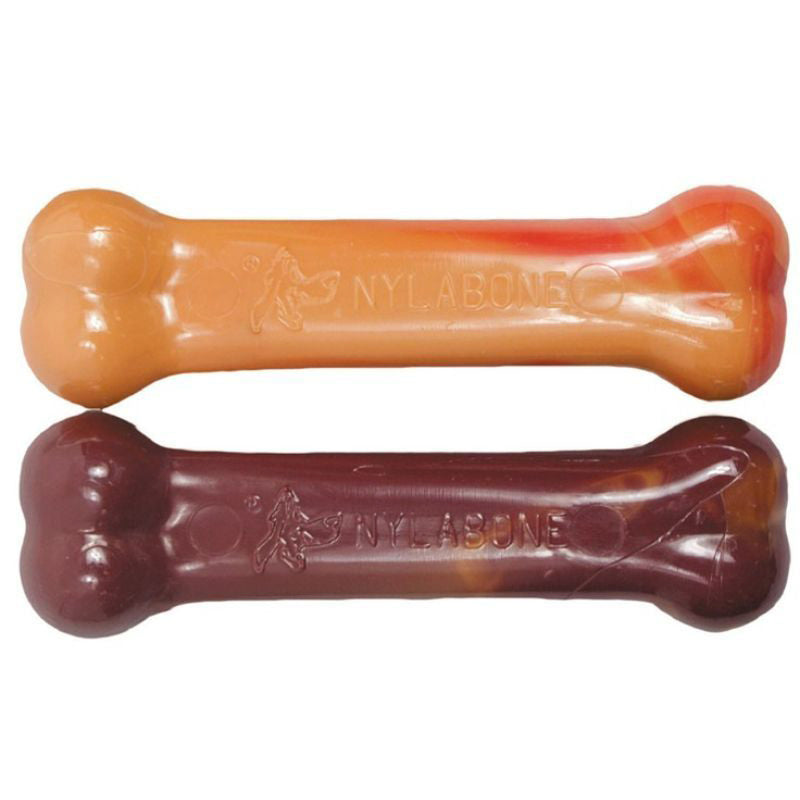 Nylabone - Huesos Masticables Sabor Hamburguesa y Pay