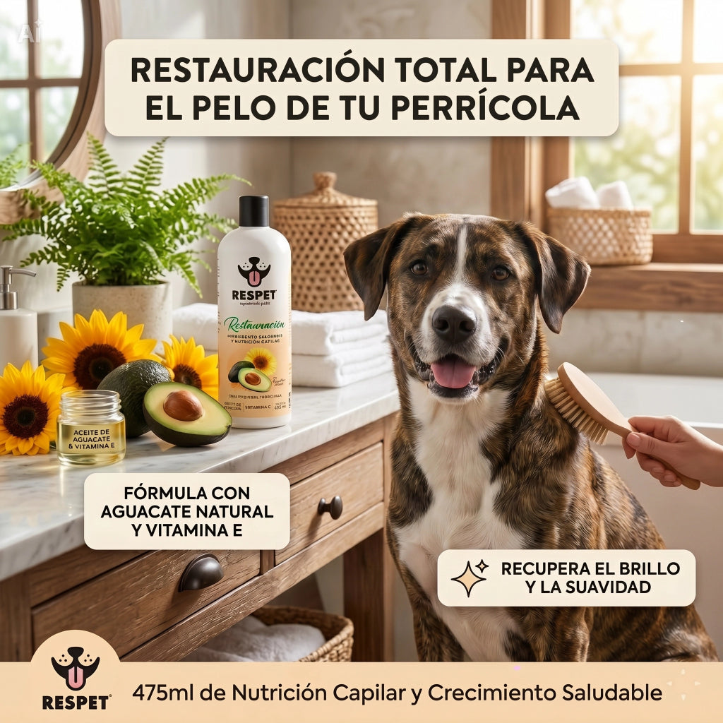 RESPET Shampoo para Perro Restauración Capilar No Parabenos ni Sulfatos 475 ml