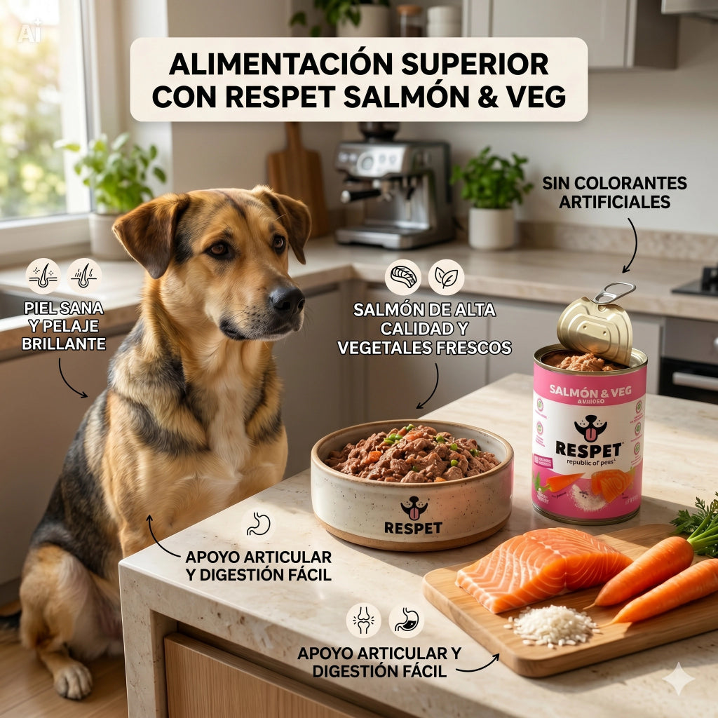 RESPET Alimento Húmedo para Perro Adulto Sabor Salmón y Vegetales Lata 410 g