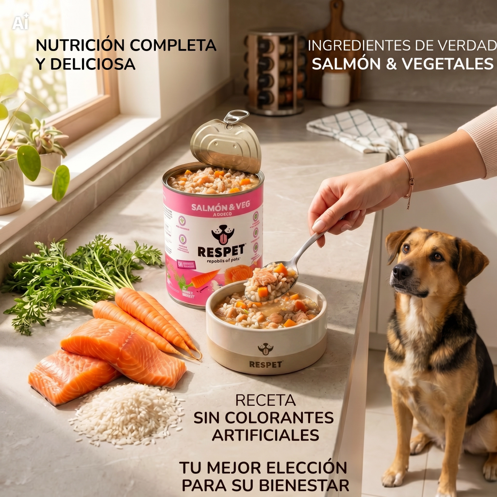 RESPET Alimento Húmedo para Perro Adulto Sabor Salmón y Vegetales Lata 410 g