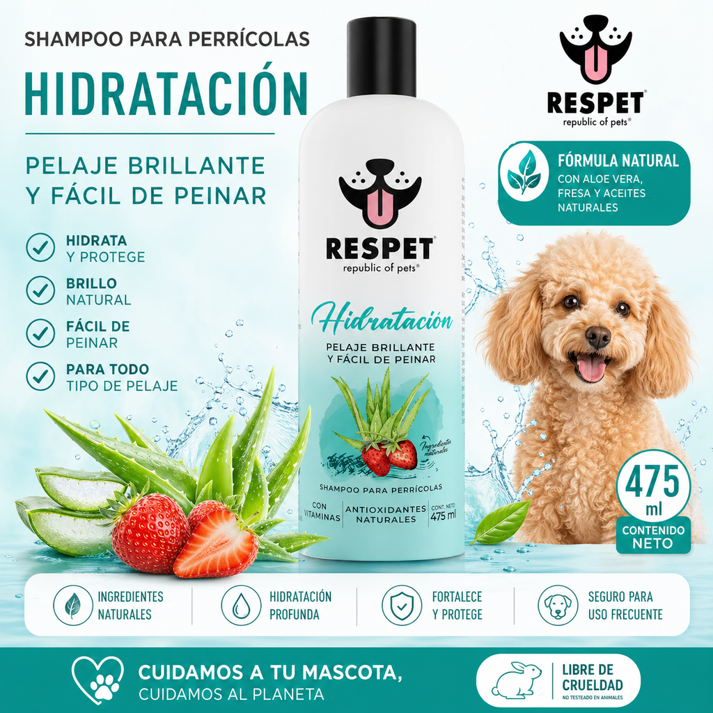 RESPET Shampoo para Perro Hidratación Profunda No Parabenos Ni Sulfatos 475 ml