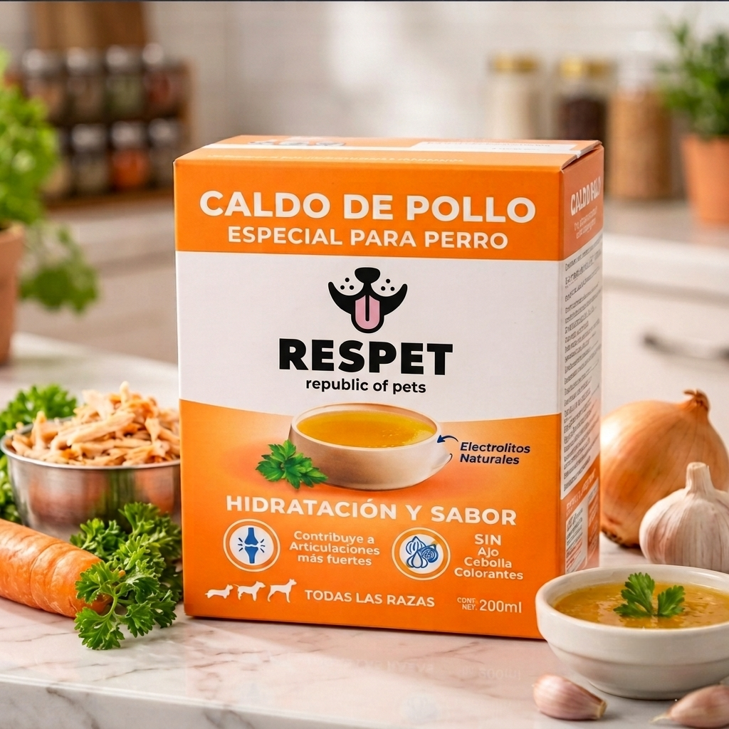 RESPET Caldo de Pollo Sin Ajo Sin Cebolla Hidratante Para Perro 200ml