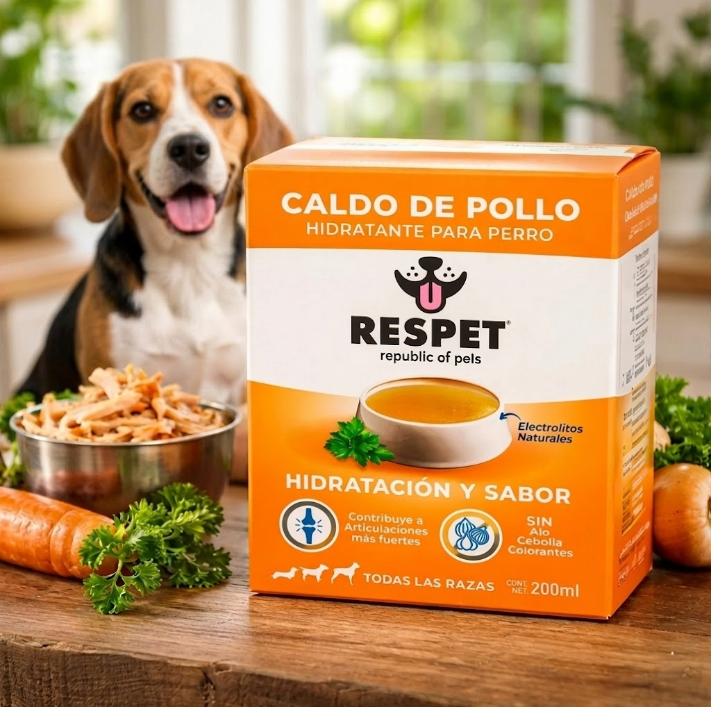 RESPET Caldo de Pollo Sin Ajo Sin Cebolla Hidratante Para Perro 200ml